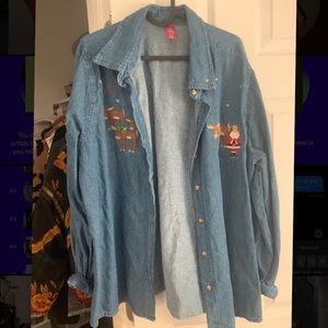 Denim Button Up Xmas Shirt